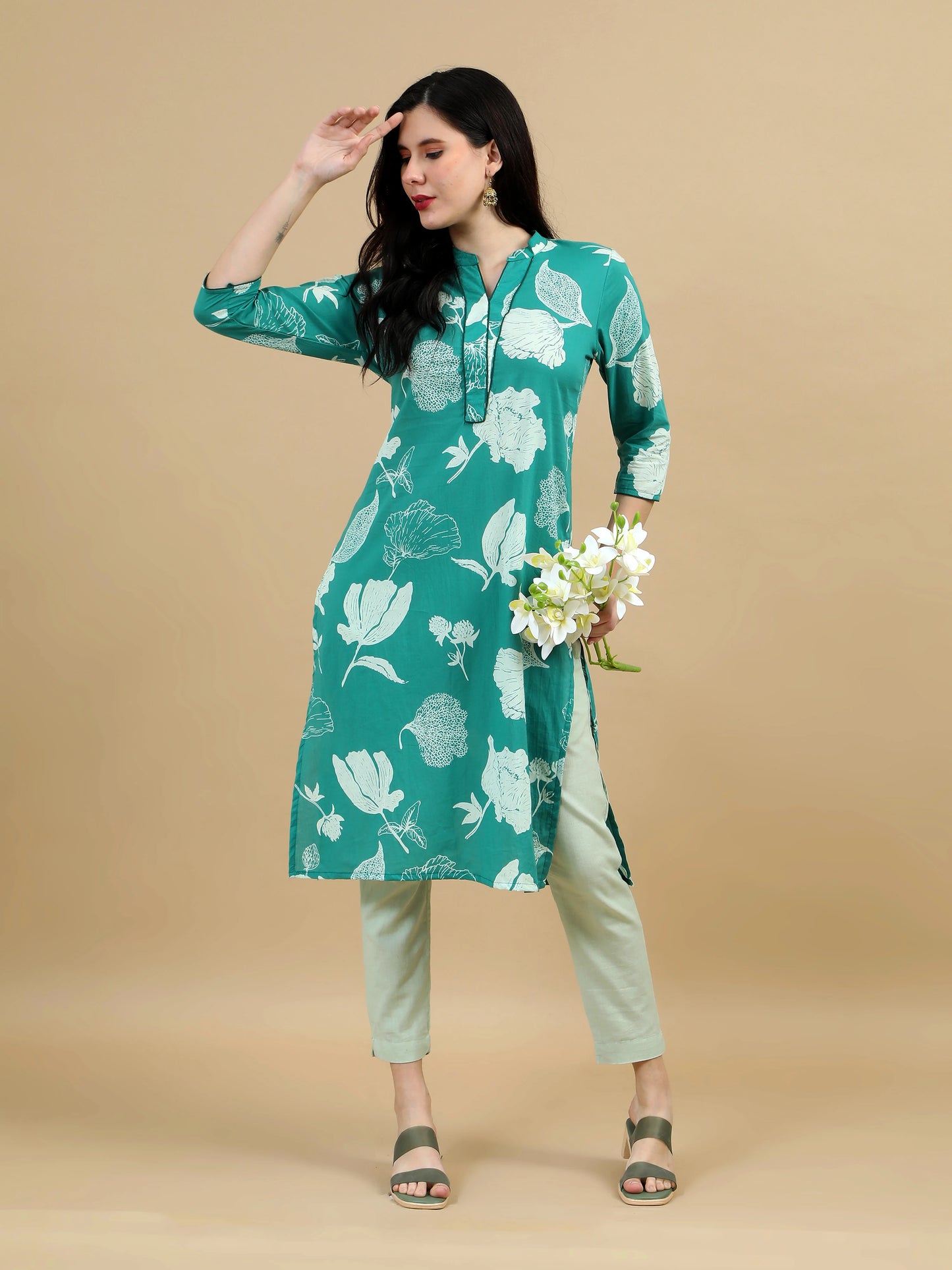 Aaujo Green Premium Cotton Kurti