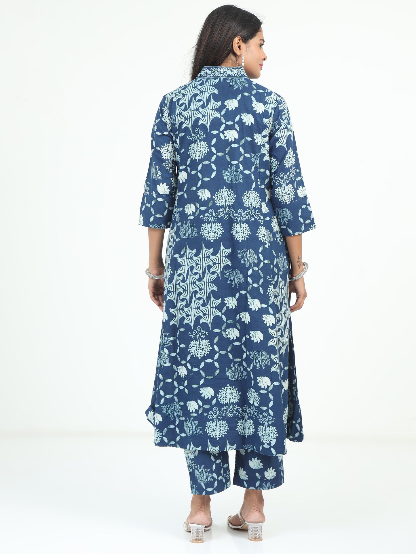 Aaujo | Blue Floral Kurti and Pant Set