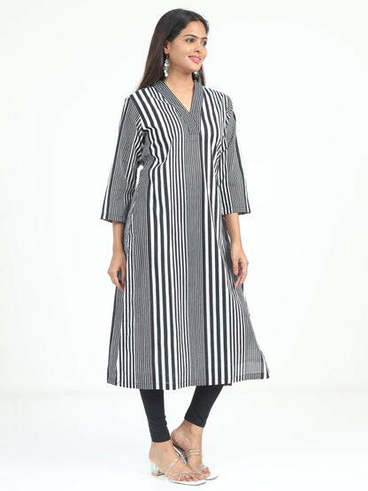 Black and white Striped Kurti