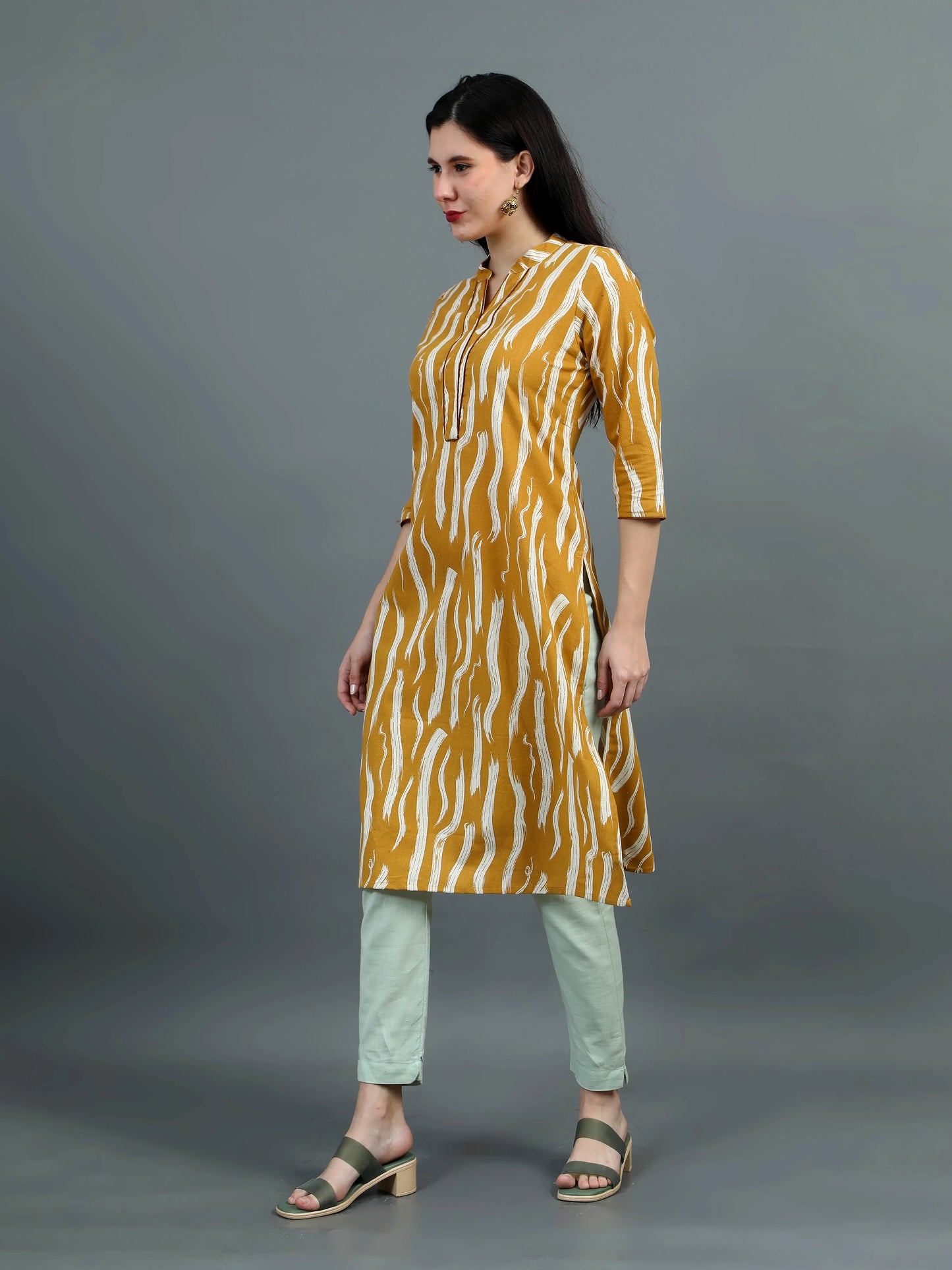 Aaujo Mustard Linen Kurti