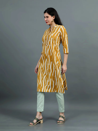 Aaujo Mustard Linen Kurti