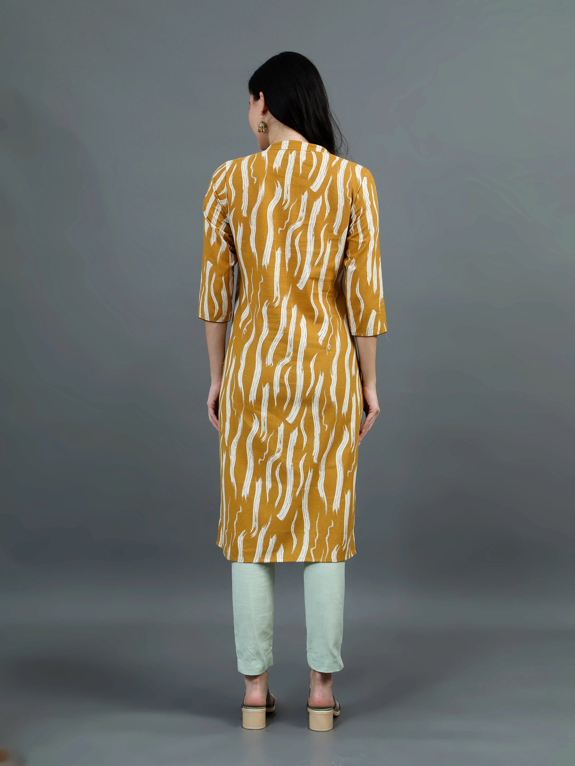 Aaujo Mustard Linen Kurti