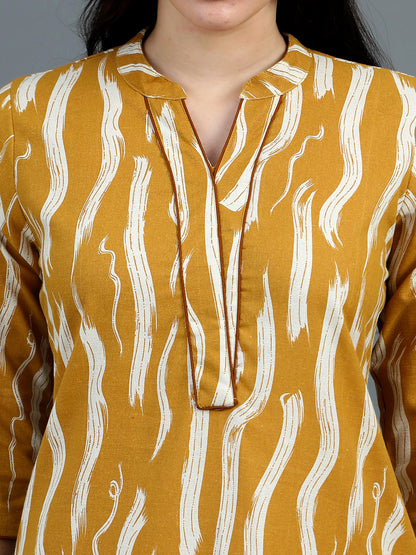 Aaujo Mustard Linen Kurti