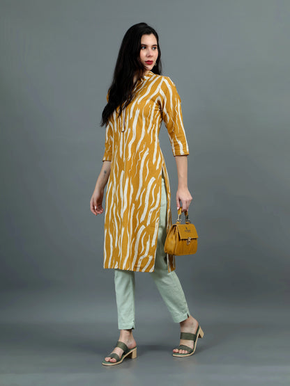 Aaujo Mustard Linen Kurti